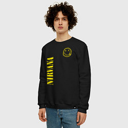 Свитшот хлопковый мужской Nirvana нирвана смайл, цвет: черный — фото 2