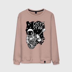 Свитшот хлопковый мужской Lost stars Space music, цвет: пыльно-розовый
