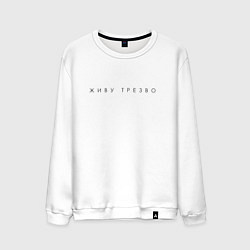 Свитшот хлопковый мужской Живу трезво ч, цвет: белый