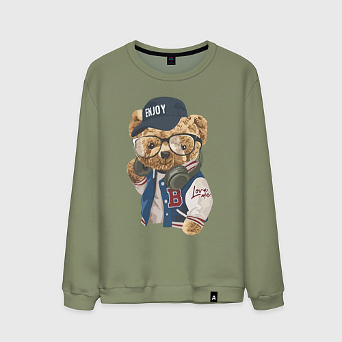 Мужской свитшот Прикольный мишутка Enjoy / Авокадо – фото 1