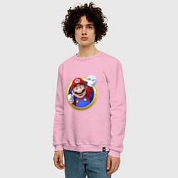 Свитшот хлопковый мужской Марио 3d, цвет: светло-розовый — фото 2