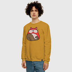 Свитшот хлопковый мужской Красный абстрактный кот, цвет: горчичный — фото 2