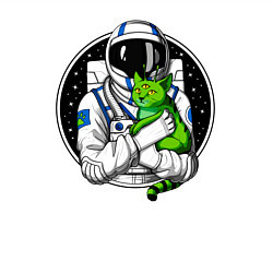 Свитшот хлопковый мужской Космонавт с инопланетным котом, цвет: белый — фото 2