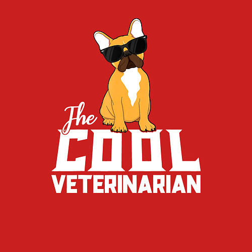 Мужской свитшот Крутой ветеринар французский бульдог / Красный – фото 3