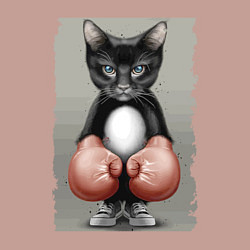 Свитшот хлопковый мужской Крутой котяра в боксёрских перчатках Cool cat in b, цвет: пыльно-розовый — фото 2