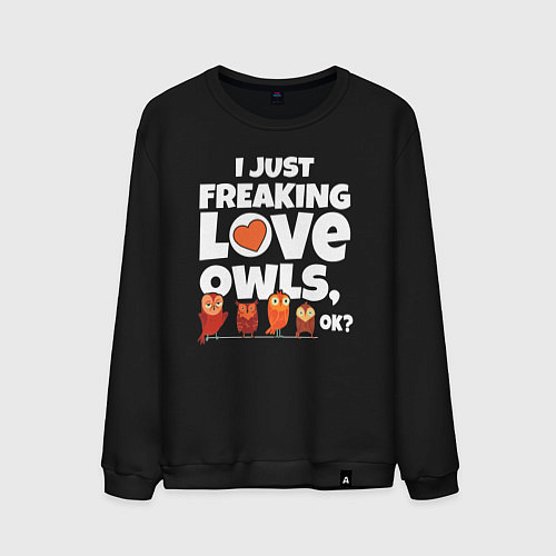 Мужской свитшот Я просто чертовски люблю сов / Черный – фото 1
