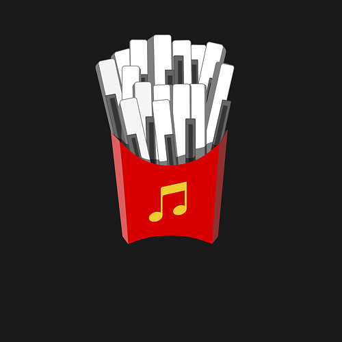 Мужской свитшот Картошка Фри Клавиши Фортепиано / Черный – фото 3