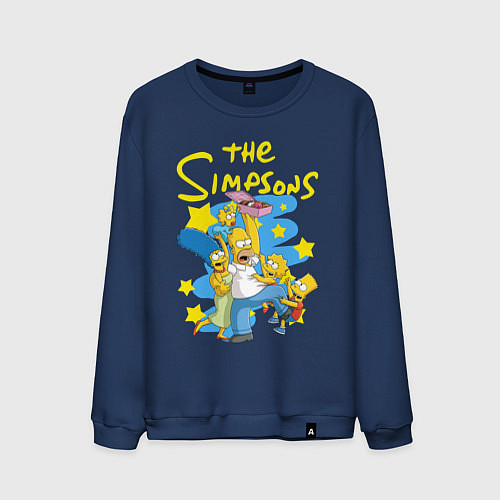 Мужской свитшот The SimpsonsСемейка Симпсонов / Тёмно-синий – фото 1