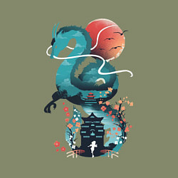 Свитшот хлопковый мужской История Тихоро и Хаку, цвет: авокадо — фото 2