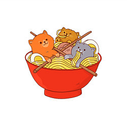 Свитшот хлопковый мужской THREE CATS EATING NOODLES, цвет: белый — фото 2