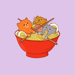 Свитшот хлопковый мужской THREE CATS EATING NOODLES, цвет: лаванда — фото 2