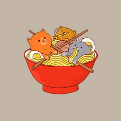 Свитшот хлопковый мужской THREE CATS EATING NOODLES, цвет: миндальный — фото 2