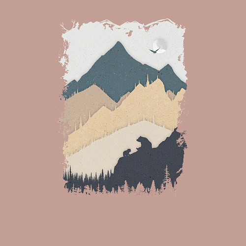 Мужской свитшот Две медведя на скале / Пыльно-розовый – фото 3