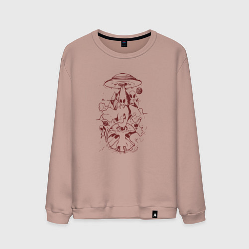Мужской свитшот Инопланетяне Нло / Пыльно-розовый – фото 1
