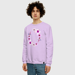 Свитшот хлопковый мужской Цветы Венок Из Розовых Гибискусов, цвет: лаванда — фото 2