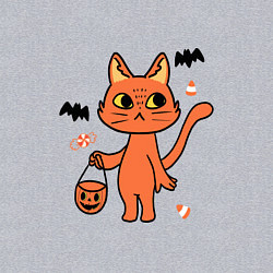 Свитшот хлопковый мужской CAT FOR HALLOWEEN, цвет: меланж — фото 2