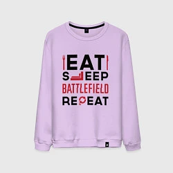 Свитшот хлопковый мужской Надпись: Eat Sleep Battlefield Repeat, цвет: лаванда