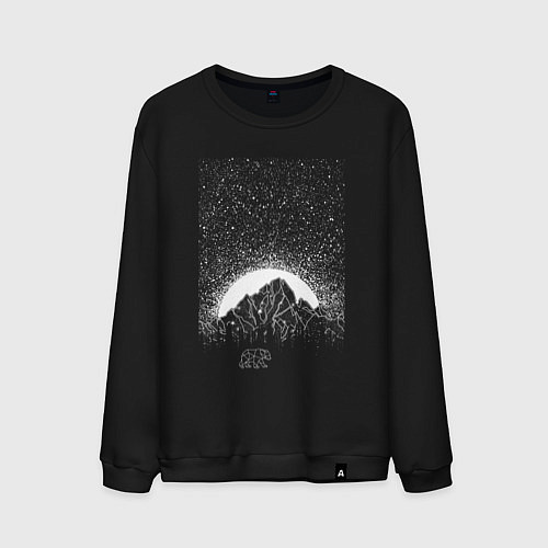 Мужской свитшот Звёздное небо и медведь / Черный – фото 1