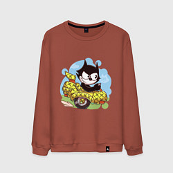 Свитшот хлопковый мужской Felix - the cat, цвет: кирпичный