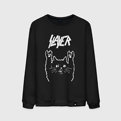 Свитшот хлопковый мужской Slayer Рок кот, цвет: черный