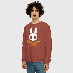 Свитшот хлопковый мужской Череп кролика с двумя морковками, цвет: кирпичный — фото 2