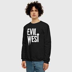 Свитшот хлопковый мужской Evil west logo, цвет: черный — фото 2