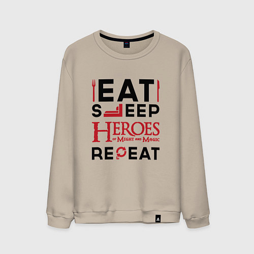 Мужской свитшот Надпись: Eat Sleep Heroes of Might and Magic Repea / Миндальный – фото 1