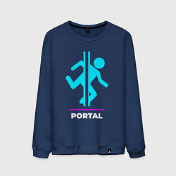 Свитшот хлопковый мужской Символ Portal в неоновых цветах, цвет: тёмно-синий