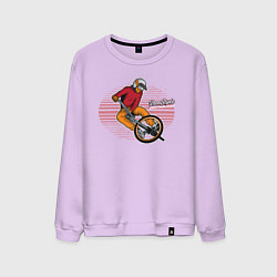 Свитшот хлопковый мужской Велосипедист - экстрим, цвет: лаванда