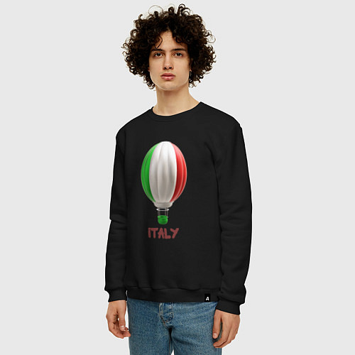 Мужской свитшот 3d aerostat Italy flag / Черный – фото 3
