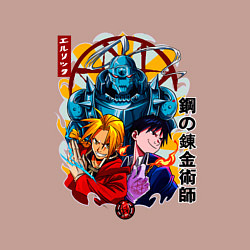 Свитшот хлопковый мужской Стальной Алхимик FULLMetal Alchemist Братья Элрики, цвет: пыльно-розовый — фото 2