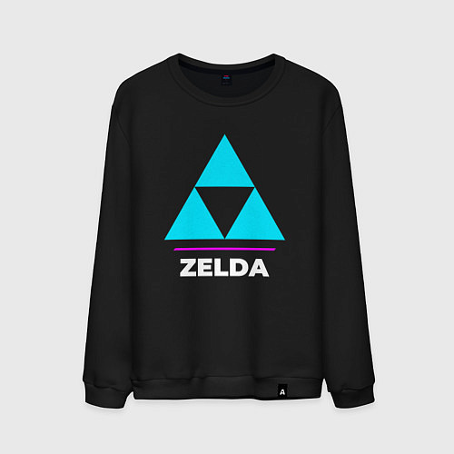 Мужской свитшот Символ Zelda в неоновых цветах / Черный – фото 1