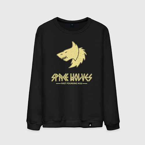 Мужской свитшот Космические волки лого винтаж / Черный – фото 1