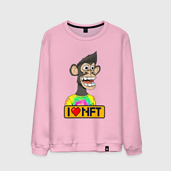 Свитшот хлопковый мужской Ape coin i love NFT, цвет: светло-розовый