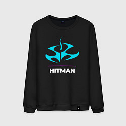 Мужской свитшот Символ Hitman в неоновых цветах