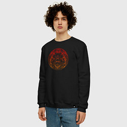 Свитшот хлопковый мужской Skull red orange gradient, цвет: черный — фото 2