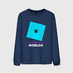 Свитшот хлопковый мужской Символ Roblox в неоновых цветах, цвет: тёмно-синий
