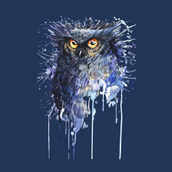 Свитшот хлопковый мужской Прикольная сова в акварельном рисунке, цвет: тёмно-синий — фото 2