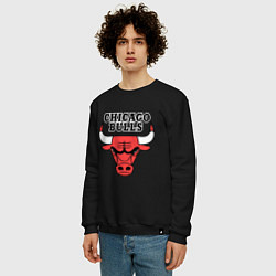 Свитшот хлопковый мужской Chicago Bulls, цвет: черный — фото 2