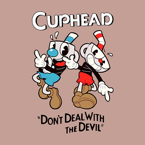 Мужской свитшот Cuphead - dont deal with devil / Пыльно-розовый – фото 3