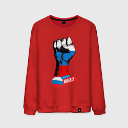Свитшот хлопковый мужской Сжатый кулак Made in Russia, цвет: красный
