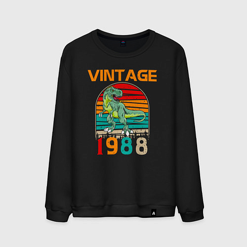 Мужской свитшот Винтажный динозавр 1988 / Черный – фото 1