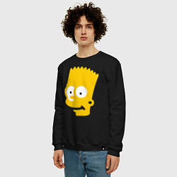 Свитшот хлопковый мужской Барт Симпсон - портрет, цвет: черный — фото 2