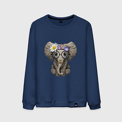 Свитшот хлопковый мужской Мир - Слон, цвет: тёмно-синий