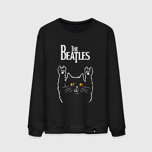 Мужской свитшот The Beatles rock cat / Черный – фото 1