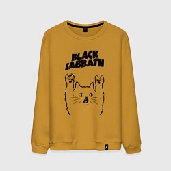 Свитшот хлопковый мужской Black Sabbath - rock cat, цвет: горчичный
