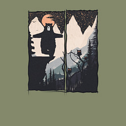 Свитшот хлопковый мужской Оранжевая луна и медвежья йога, цвет: авокадо — фото 2