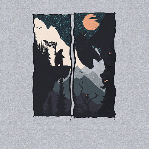 Мужской свитшот Оранжевая луна и дикий альпинизм / Меланж – фото 3