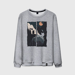Мужской свитшот Оранжевая луна и дикий альпинизм