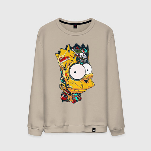 Мужской свитшот Cyber-Bart - Simpsons family / Миндальный – фото 1